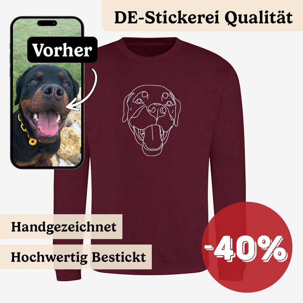 Personalisiertes besticktes Sweatshirt mit Foto-Stickerei (Line